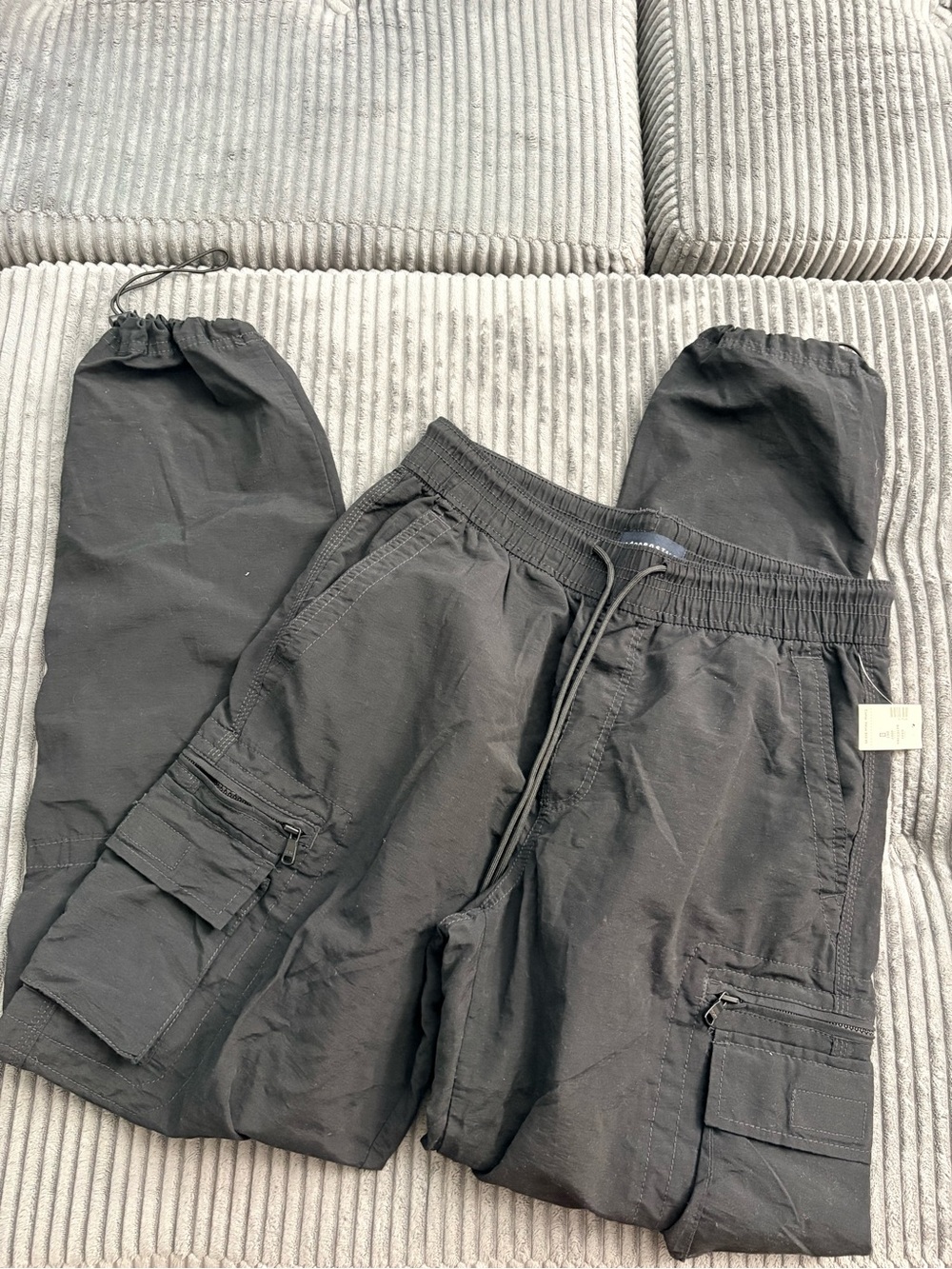 Aeropostle Men's Small Black Cargo Jogger Pants with Drawstring Waist